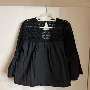 ✨Endless Rose Black Embroidered Sleeve Top